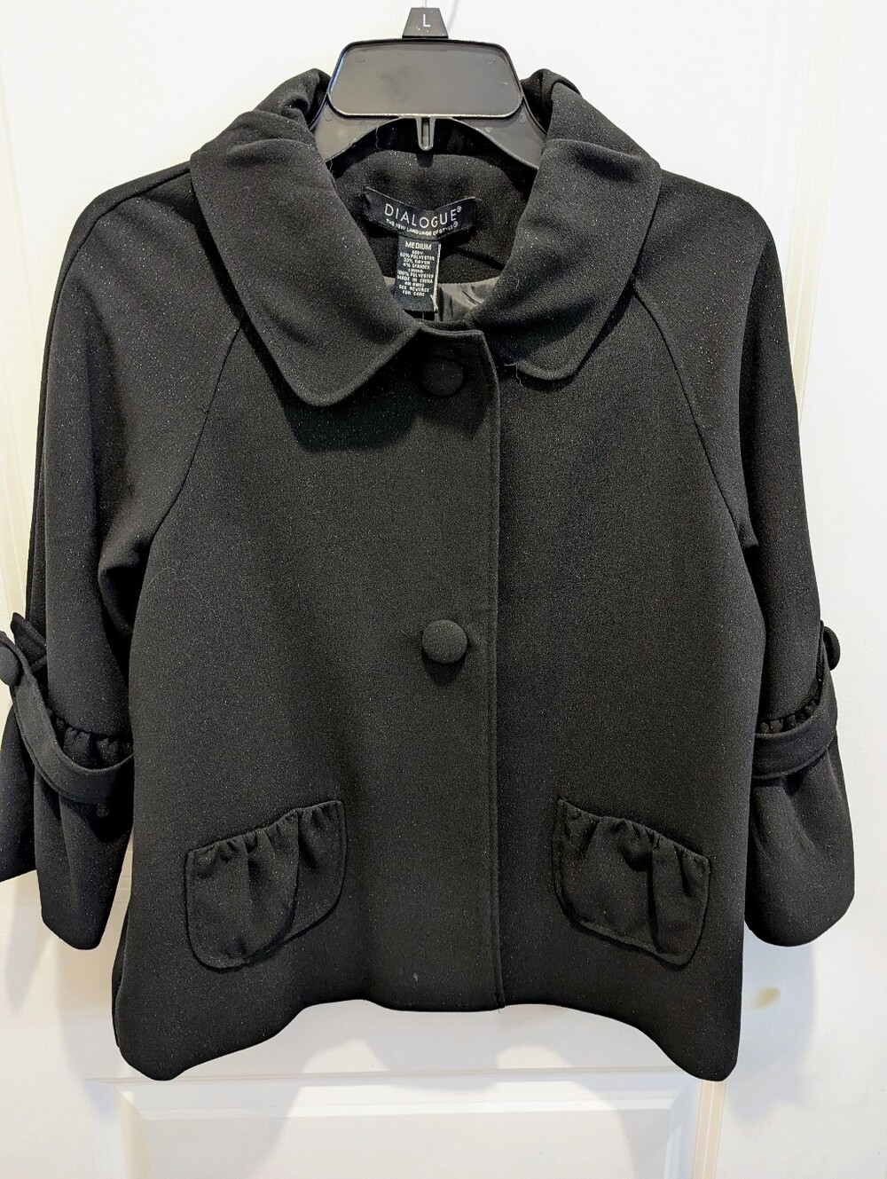 Dialogue Black Shimmer Cropped Jacket Size M